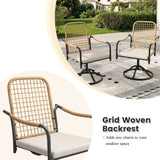 Vicllax 7-Piece Outdoor Dining Set, 50” Round Metal Table with Umbrella Hole & Solana Swivel Chair