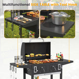 Vicllax Large Charcoal BBQ Grill with Side Tables Barbecue Smoker