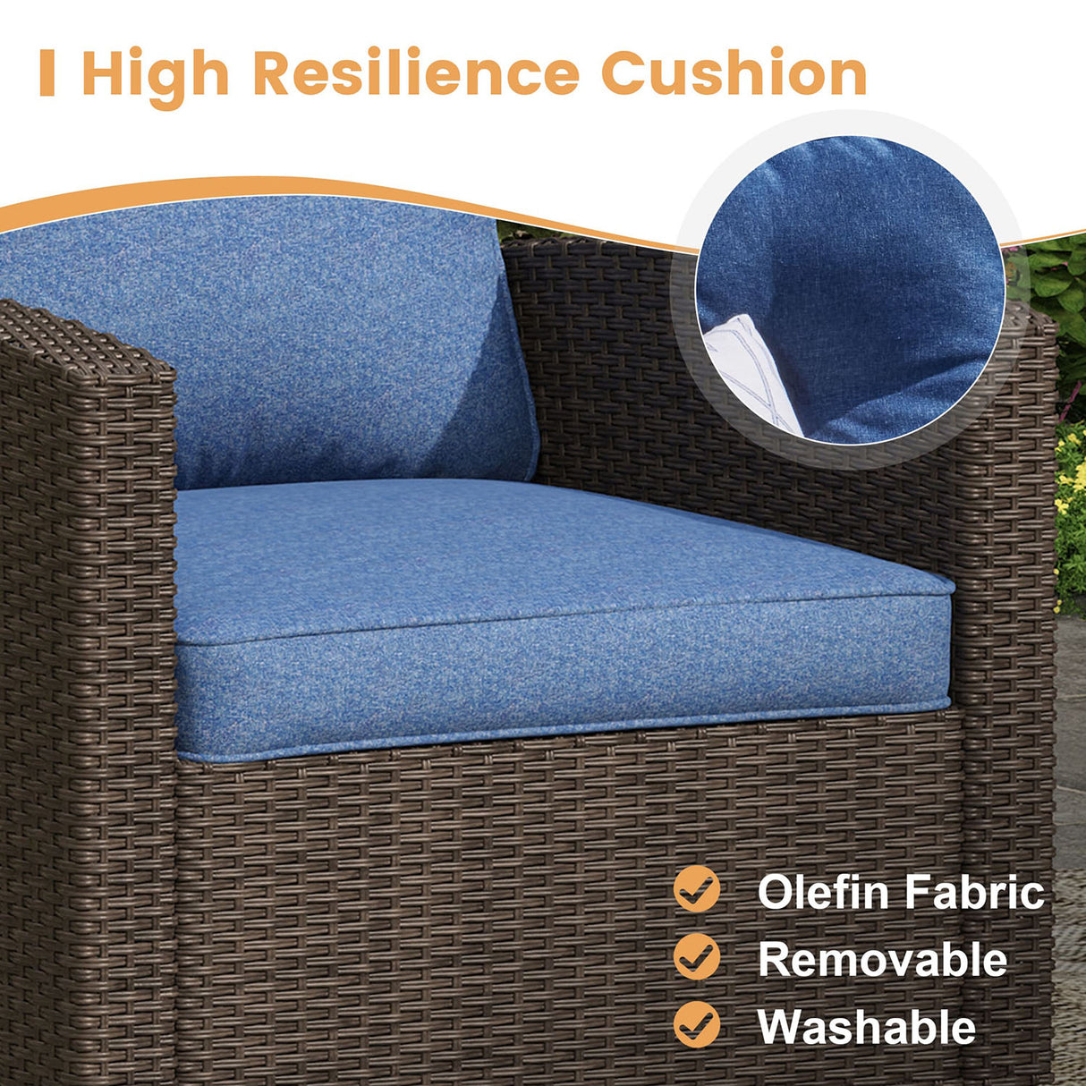 Vicllax Patio Sofa Set, Wicker Outdoor Conversation Set with Cushioned Sofa Chairs with Wicker Fire Pit, Stable Chair