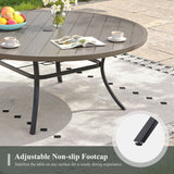 63" Round Metal Outdoor Dining Table for 10 People - Adjustable Umbrella Hole - 5 Colors