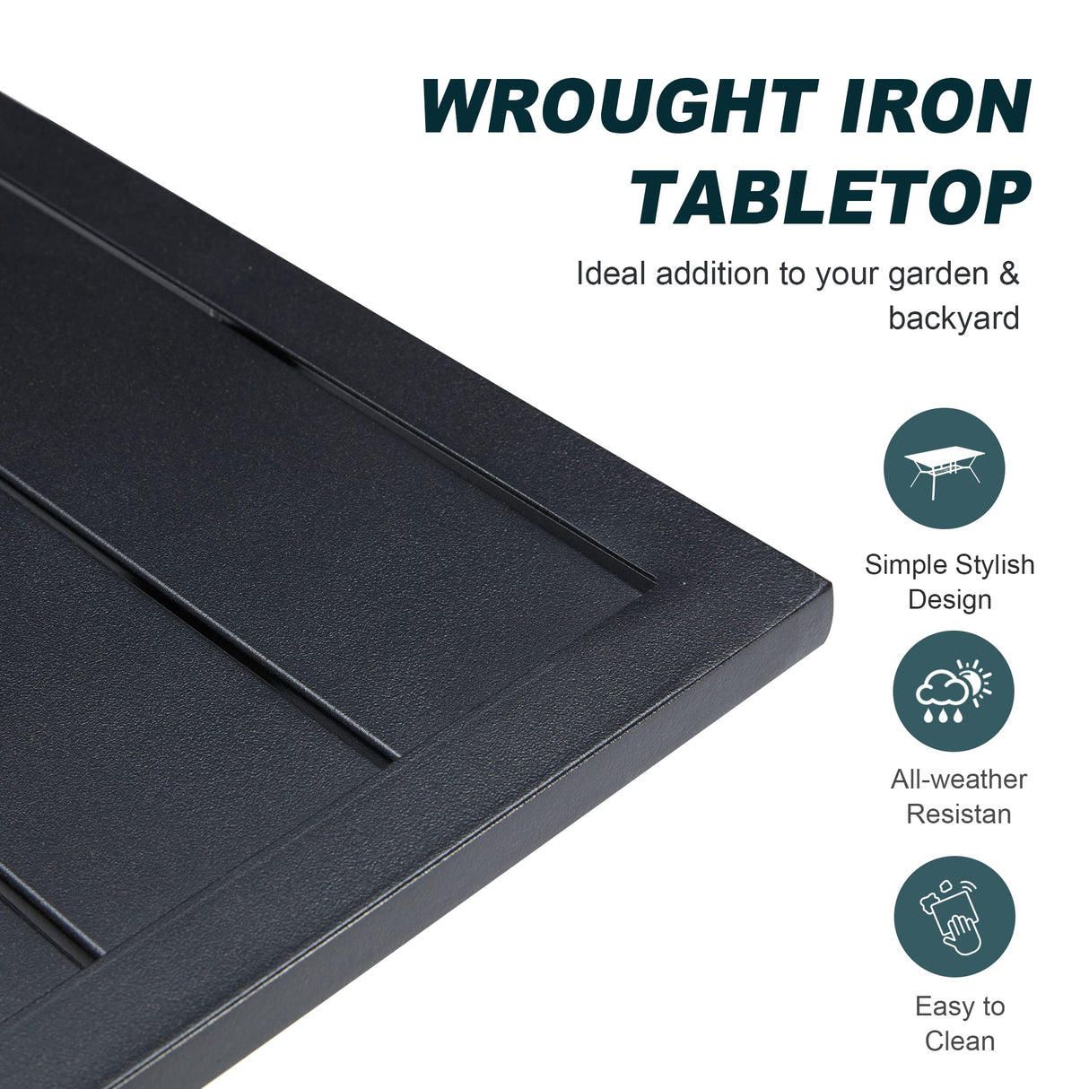 Vicllax Mesa de bar para exteriores con orificio para sombrilla, mesa cuadrada de altura con barra de metal para patio 