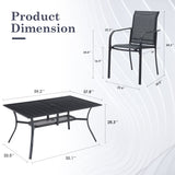 Vicllax 7 Pieces Outdoor Dining Set with Curved Dining Table and Stackable Sling Chair