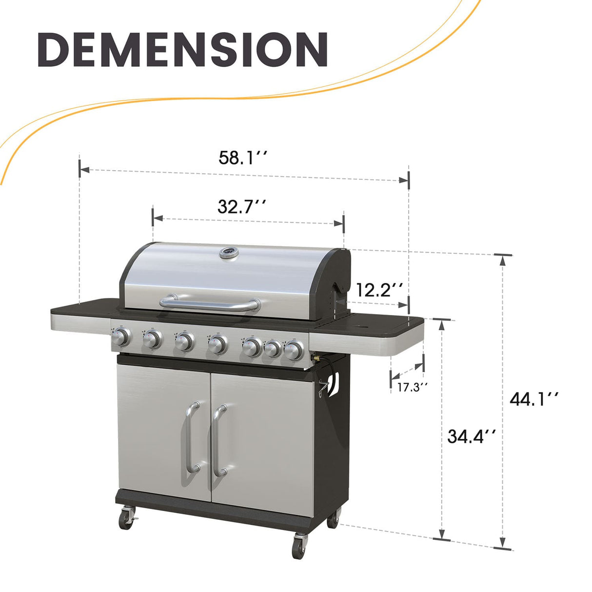 Vicllax BBQ Propane Gas Grill, Freestanding Grill Cart with Wheels
