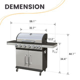 Vicllax BBQ Propane Gas Grill, Freestanding Grill Cart with Wheels