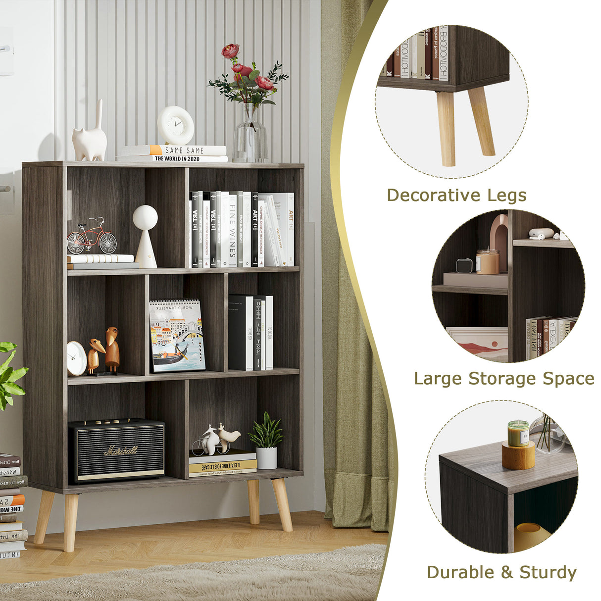 Vicllax Open Bookshelf with Legs, Storage Cube Floor Standing Display Shelf