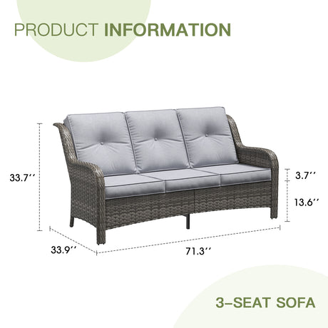 Vicllax Patio Wicker Oasis Lounge Sofa, 3-Seater Sofa