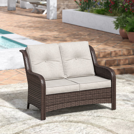 Vicllax Patio Wicker Oasis Lounge Sofa, Loveseat