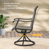 Vicllax 7/9 Pieces Outdoor Dining Set with Black Metal Rectangular Table and Textilene Swivel Chair