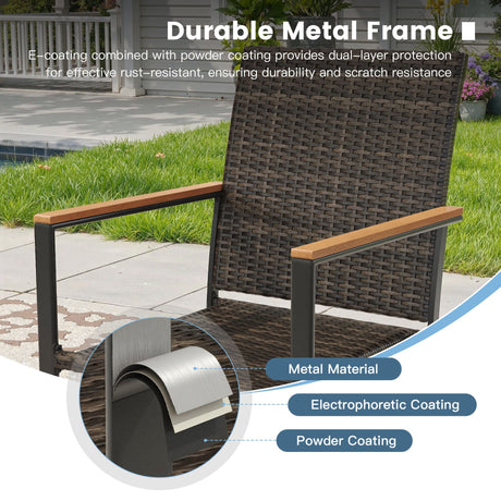 Vicllax Highlands Stackable Patio Dining Chair with Wood-Grain Accents, Set of 2