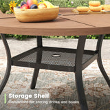 VICLLAX 5-pcs Outdoor Dining Set, 41” Round Metal Table with Umbrella Hole & 4 Swivel Textilene Chairs