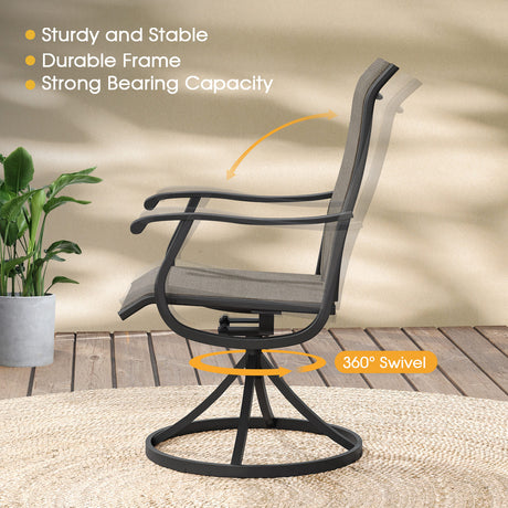 Vicllax Juego de comedor de exterior de 7 piezas con mesa rectangular de metal y sillas giratorias de textileno