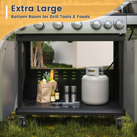 Vicllax BBQ Propane Gas Grill, Freestanding Grill Cart with Wheels