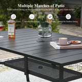 Vicllax Juego de comedor de exterior de 7 piezas con mesa rectangular de metal y sillas giratorias de textileno