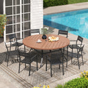 Vicllax 9 Pieces Outdoor Dining Set with 53" Round Metal Table and Armrest Chairs