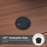 Vicllax Patio Dining Table for 4/6, Metal Dining Table with Umbrella Hole