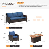 VICLLAX Versatile Wicker Patio Set: 5 Seater with Fire Table/Ottoman