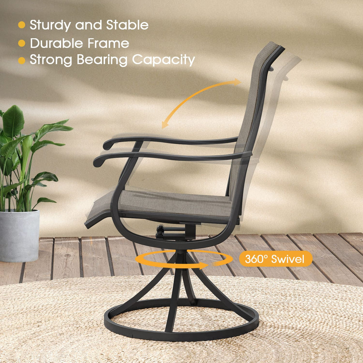 Vicllax 3-Piece Patio Bistro Set, Outdoor Swivel Chairs and 27.6" Small Metal Table With Storage Rack