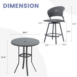 Vicllax 3/5 PCS Outdoor Swivel Bar Set, Patio Wicker Bar Chairs and Round Bar Table