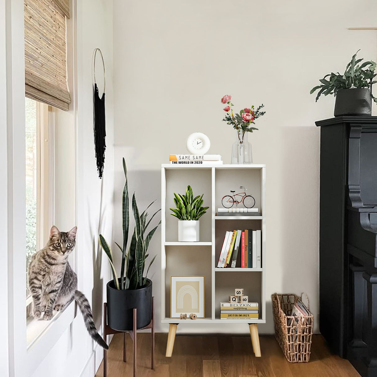 Vicllax Open Bookshelf with Legs, Storage Cube Floor Standing Display Shelf