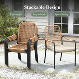 Vicllax 7 Pieces Outdoor Dining Set, 50" Round Table and Solana Stackable Chair