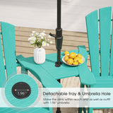 Vicllax Outdoor HDPE Adirondack Bar Chair, Patio Bar Stools with Umbrella Hole