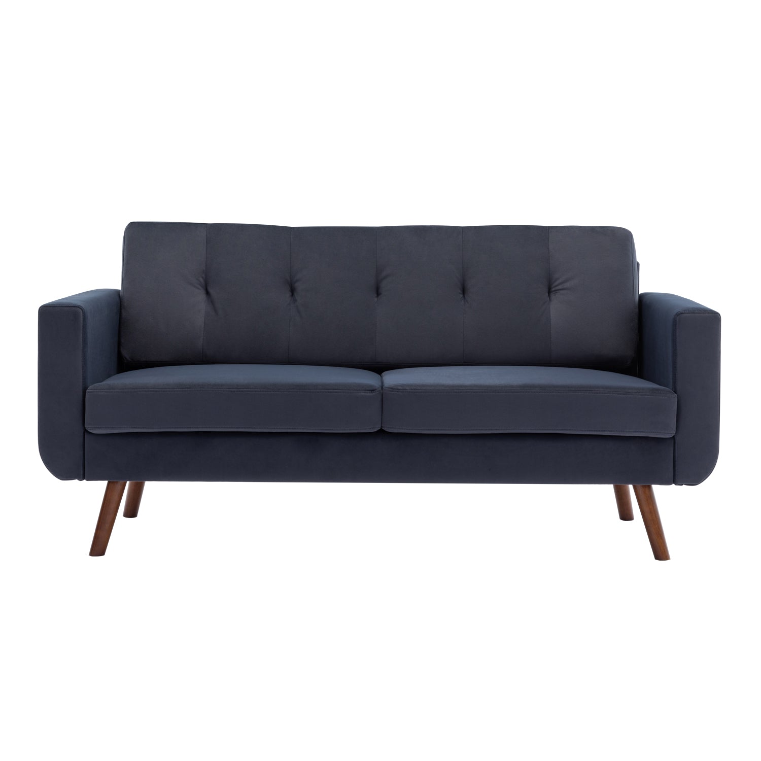 Bella 65" W Linen/Velvet Loveseat Couch, Small Modern Tufted Back Loveseat Sofa
