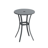 large round patio table with umbrella hole Vicllax Outdoor 28" Round Bar Table with Umbrella Hole and Storage She