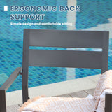 Vicllax Juego de comedor para exterior de 7 piezas con mesa redonda de metal de 48" y sillas con apoyabrazos