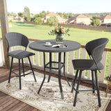 Vicllax 3/5 PCS Outdoor Swivel Bar Set, Patio Wicker Bar Chairs and Round Bar Table