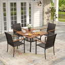 Vicllax 5 Pieces Outdoor Dining Set, 37.8"Square dining Table and 4 Stackable Metal Armchairs