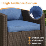 Vicllax 3/5 Pcs Patio Sofa Set, Wicker Outdoor Conversation Set with Sofa Chairs and Ottomans