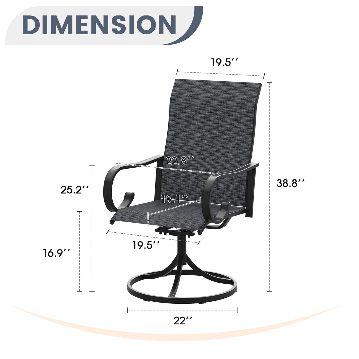 Vicllax Modern Swivel Outdoor Dining Chair set of 2 - High-Back Weather-Resistant Patio Seating
