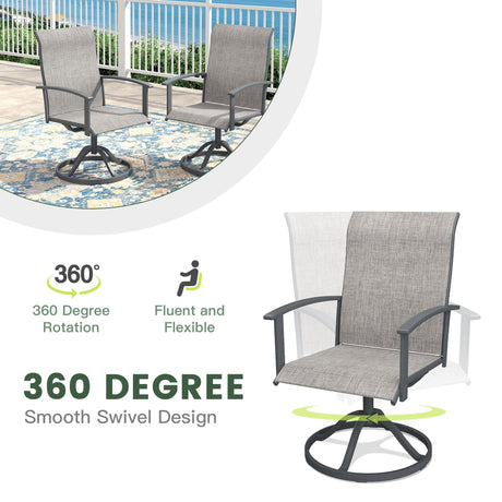 Vicllax Juego de comedor para patio de 5 piezas, mesa de comedor redonda de 42" y sillas giratorias para exterior 