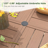 VICLLAX 5-pcs Outdoor Dining Set, 41” Round Metal Table with Umbrella Hole & 4 Swivel Textilene Chairs