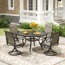 Vicllax 5/7 Pieces Outdoor Dining Set, Metal Round Dining Table and Premium Swivel Chairs