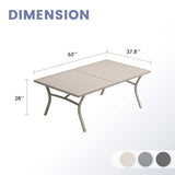 Vicllax Outdoor Metal Dining Table for 6 with Umbrella Hole