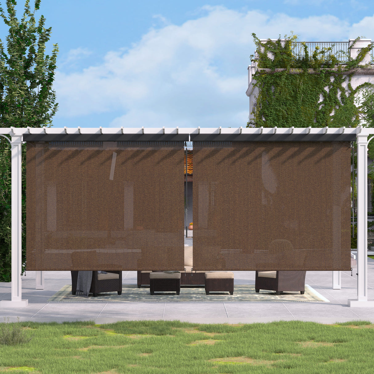 Vicllax Roller Shade, Patio Cordless Sun Blocking Roller Shade with Aluminum Valance