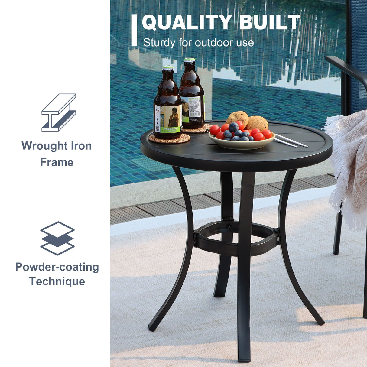 Outdoor Metal Round Side End Table