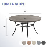 Vicllax 50” / 60" Outdoor Round Metal Dining Table with Umbrella Hole for 6,8