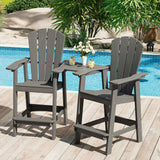 Vicllax Outdoor HDPE Adirondack Bar Chair, Patio Bar Stools with Umbrella Hole