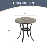 Vicllax Mesa auxiliar redonda de metal para exterior con estante de almacenamiento