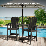 Vicllax Outdoor HDPE Adirondack Bar Chair, Patio Bar Stools with Umbrella Hole