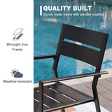 Vicllax Juego de comedor para exterior de 7 piezas con mesa redonda de metal de 48" y sillas con apoyabrazos