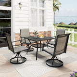 Vicllax Outdoor Patio Dining Table for 4, Metal Square Table with Storage