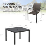Vicllax 5 Pieces Outdoor Dining Set, Patio Rectangular Metal Table and  4 Stackable  Metal Armchair, Bistro Set for Garden, Balcony & Backyard