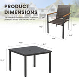 Vicllax 5 Pieces Outdoor Dining Set, Patio Rectangular Metal Table and  4 Stackable  Armchairs