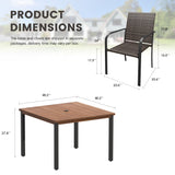 Vicllax 5 Pieces Outdoor Dining Set, Patio Rectangular Metal Table and  4 Stackable  Metal Armchair, Bistro Set for Garden, Balcony & Backyard