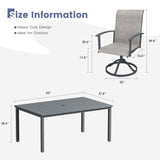 Vicllax 7 pcs Outdoor Dining Set,  Rectangular Metal Table and 6 Textilene Swivel Dining Chairs