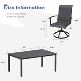 Vicllax 7 pcs Outdoor Dining Set,  Rectangular Metal Table and 6 Textilene Swivel Dining Chairs