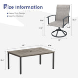 Vicllax 7 pcs Outdoor Dining Set,  Rectangular Metal Table and 6 Textilene Swivel Dining Chairs